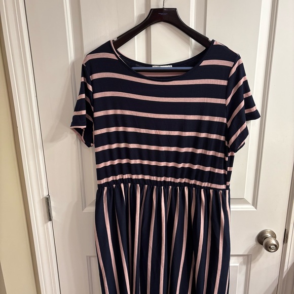 Amazon Nemidor Blue and Pink Stripe Maxi Dress 16 - Picture 3 of 9